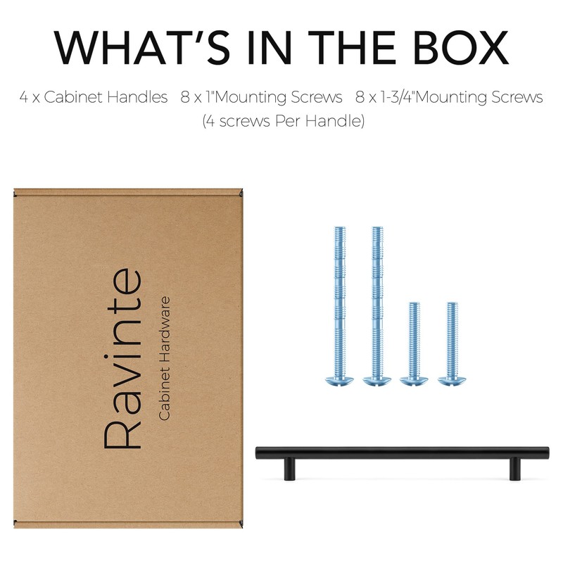 Ravinte 4 Pack 8-13/16 Inch Cabinet Handles Matte Black Stainless