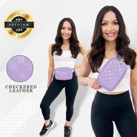 DANCOUR Checkered Belt Bag, Cross Body Bag, Fanny Pack, Leather Fanny Pack Crossbody, Fanny Packs For Women, Crossbody Bags for Women, Waist Bag, Crossbody Fanny Pack For Women, Purple, One Size,