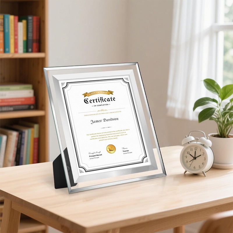 Fisnish 8.5x11 Certificate Frame, Glass Frames 8.5 by 11 for