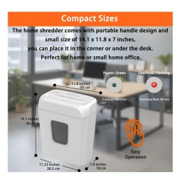 Bonsaii 6-Sheet Cross Cut Paper Shredder Low Noise Credit Card Home Office White