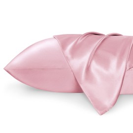 Bedsure Satin Pillowcase for Hair and Skin - Similar to Silk Pillowcase, Pillow Cases 2 Pack with Envelope Closure, Gifts for Women, Queen & Standard Size 50 x 75 cm, Rose Shadow