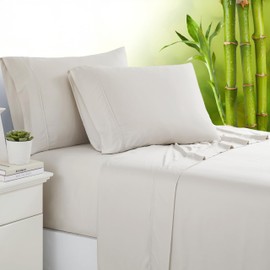 Southshore Fine Living, Inc. Rayon Derived from Bamboo Sheet Set, Full Size, 300 Thread Count Full Size Bed Sheets, Extra Deep Pocket, Fits Up to 21" Deep Mattresses, with 2 Pillowcases; Bone Color