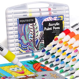 PENTRISTA Acrylic Pens for Waterproof, 48 Colours Pens Stones Painting Waterproof Stones Painting Pens for Glass, Wood, Ceramic, Canvas, Crafts and Christmas Acrylic Paint Marker Kit