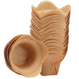 Alipis 100pcs Lotus Baking Cups Paper Tulip Cupcake Liners Parchment Muffin Tins Cups Greaseproof Muffin Liners Wrapper for Wedding