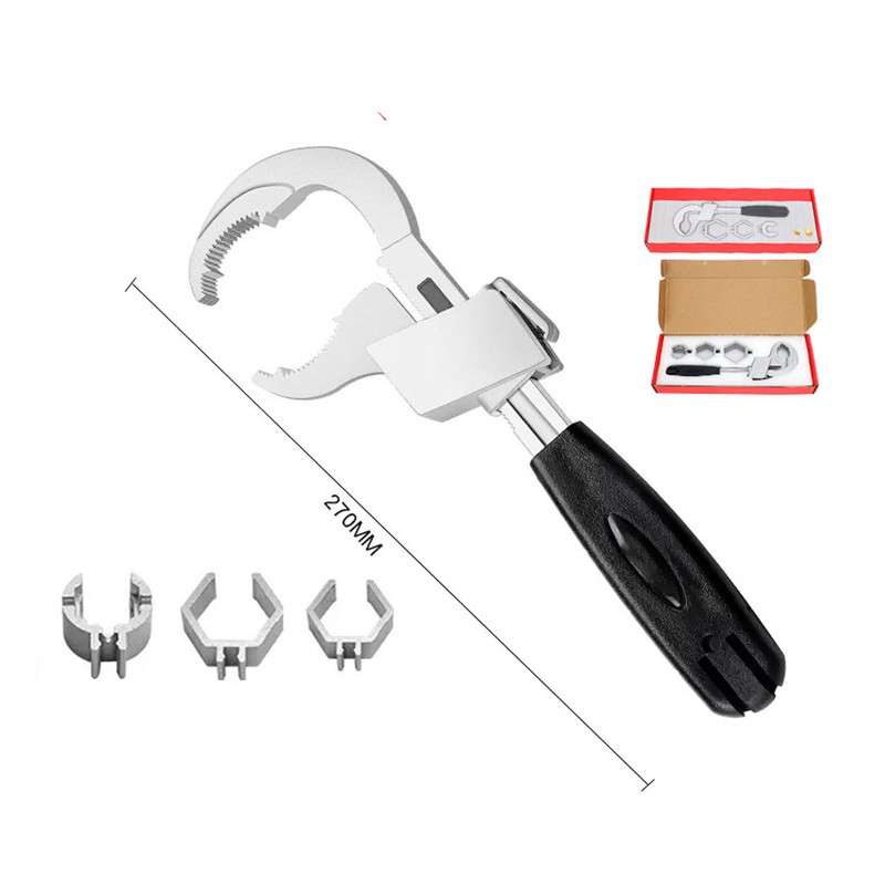 Bathroom Wrench Set Aluminum Alloy Adjustable Large Opening Arc Teethed