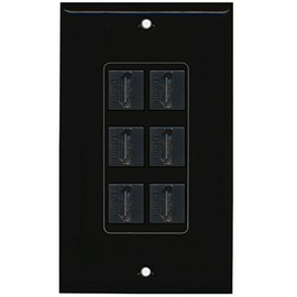 RiteAV - 6 Port HDMI 2.0 Decorative Wall Plate (Black)