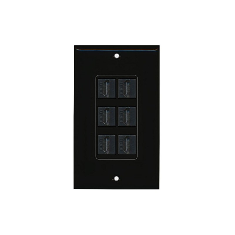 RiteAV - 6 Port HDMI 2.0 Decorative Wall Plate (Black)