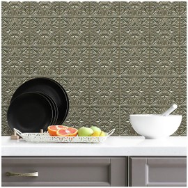 RoomMates TIL4625FLT StickTiles Gold Tin Peel and Stick Tile