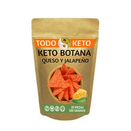 TODO KETO | Totopos Keto Botana de Almendra 20 Piezas | Sabor Queso y Jalapeño | Veganas, Sin Gluten, Bajas en Carbohidratos | Empaque Ecológico | Snack Saludable