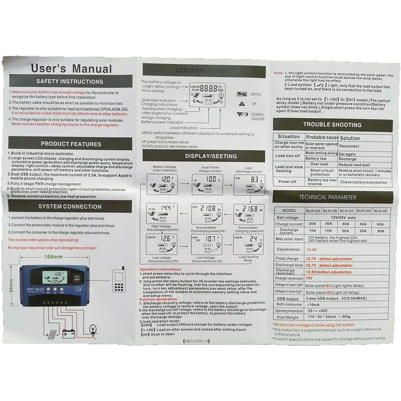 100A MPPT Solar Charge Controller 12v/24v Current Auto Focus MPPT