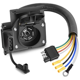 Nilight Dual Output 4 Way Flat Vehicle Side to 7 Way RV Blade Wiring Adapter 4 Pin to 7 Pin Round Blade and Trailer Harness Adapter w/Mounting Bracket for Truck RV