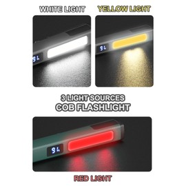 Small Rechargeable Pen Flashlights with COB Work Light, Portable LED Pocket Flashlight 1000 Lumens Bright Flashlights for Home, Car, Emergencies, with USB-C Charge, 6 Light Modes, LCD Display (Green)