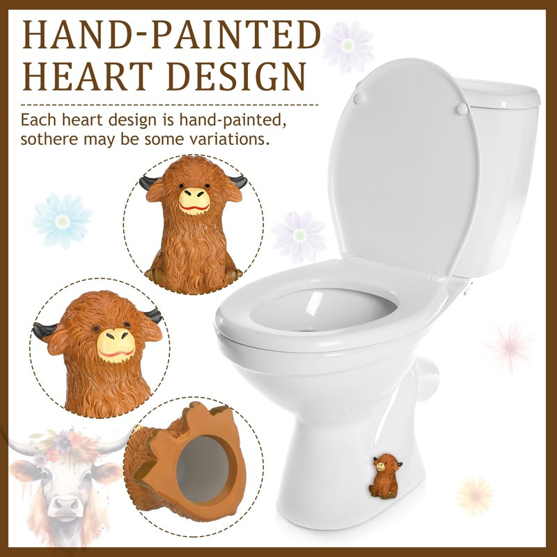 Honeydak 2 Pack Toilet Bolt Caps Decorative Highland Cow Toilet
