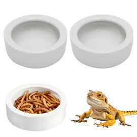 JREEPEE Escape-Proof Reptile Food Dish Bowl, Ceramic Reptile Feeding Dish & Small Animal Bowl for Lizard, Leopard Gecko, Hermit Crab, Hamster, Anti Escape Live Food & Water Dish (3x1in) 2PCS