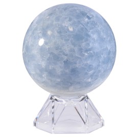 mookaitedecor Natural Celestite Crystal Ball with Acrylic Stand, 50-60 mm Feng Shui Divination Stone Sphere Sculpture for Home Office Table Display