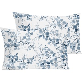 YIYEA King Size Pillow Cases Set of 2, Ultra Soft Double Brushed Microfiber Pillowcases King, Floral Bed Pillow Covers, Fade Resistant, Easy Slip-On (20"x36")