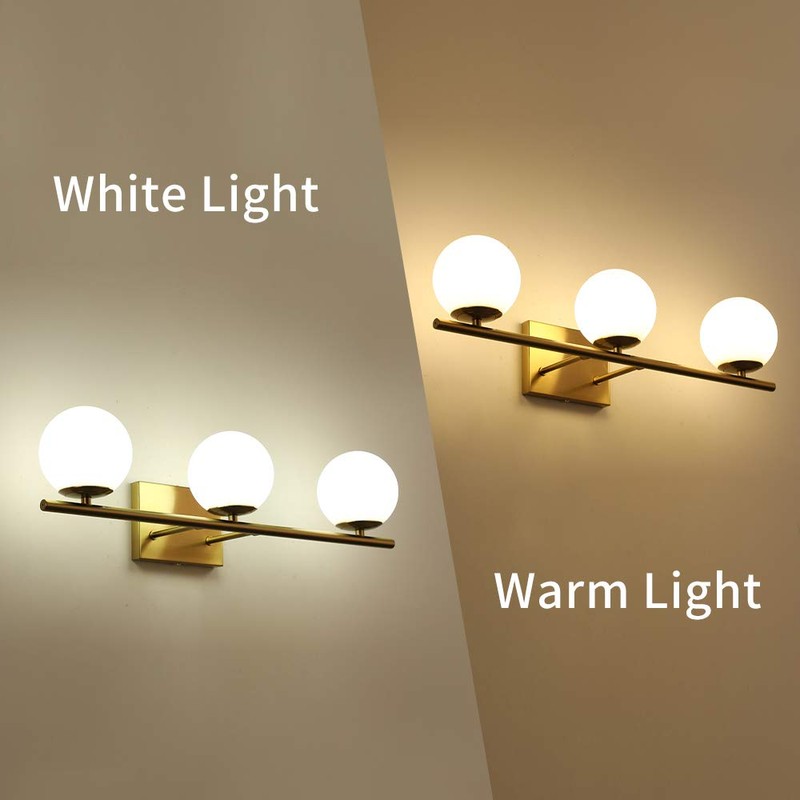 YHTlaeh New Bathroom Vanity Light 3 Lights Fixtures Brushed Brass