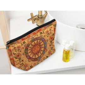 Ayxvt Boho Makeup Bag,boho cosmetic bag,Sun and Moon Makeup Bag,Hippie Flower Pouch Floral Cosmetic Bag, Boho Gifts for Women Teen Girls