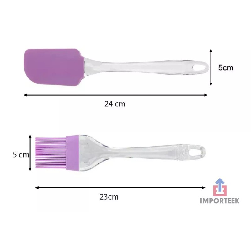 Importeek Espatula Miserable + Brocha Silicon Reposteria Cocina Pastel