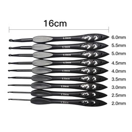 Aiyraa 9-Piece Crochet Hook Set, Ergonomic Prym Crochet Hook with Plastic Handle, 16 cm Length, Smooth Hook Head for Beginners and Advanced Users (2-6 mm)