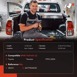 A-Premium Tailgate Support Cable Compatible with Toyota Tacoma 1995-2004, 14.56 Inch, Rear Tailgate Driver and Passenger Side, 2-PC Set, Replace# 6577004030