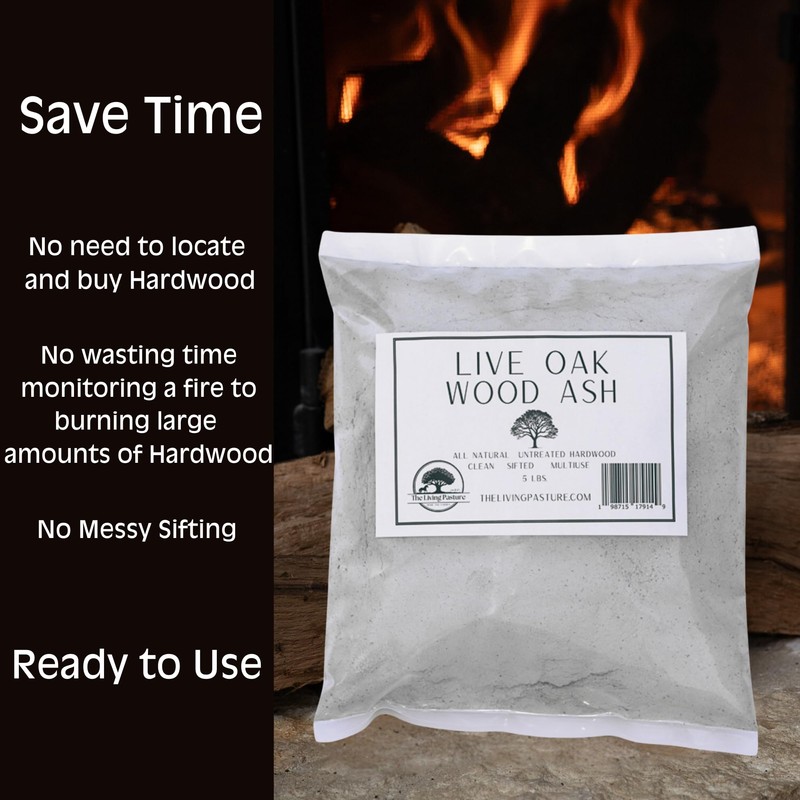 Live Oak Wood Ash - All Natural Clean Sifted Premium