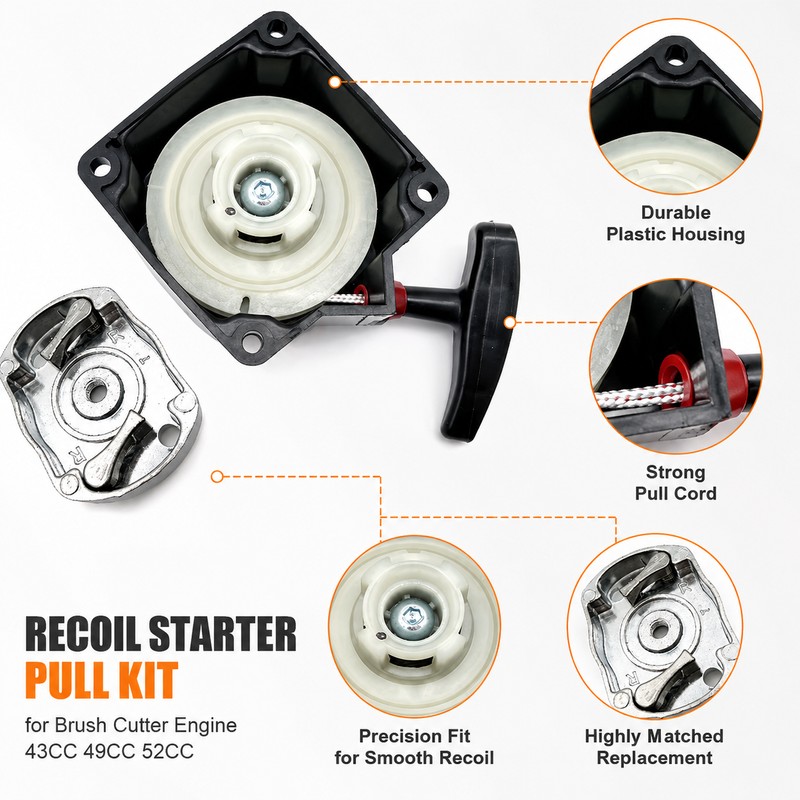 Recoil Starter Pull Kit for Brush Cutter Engines – Replacement