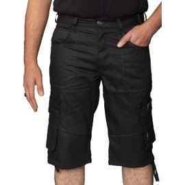 989Zé ENZO Men's Cargo Shorts Cotton Regular Fit Summer Jeans with Pockets, black, 38W