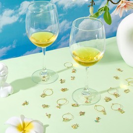 PH PandaHall 26pcs Wine Glasses Charms, Alphabet Wine Glass Markers Golden Funny Cup Tag Ring Letter Charms Drink Identifiers for Stem Glasses Cocktail Champagne Party Favors Decor