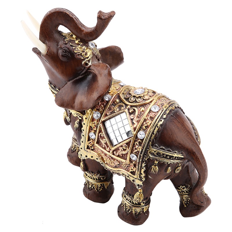 Lucky Feng Shui Wood Grain Elephant Statue Sculpture Wealth Figurine