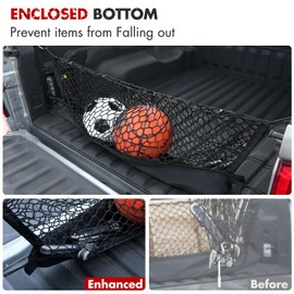 Mabett Truck Bed Storage Cargo Net for Ford Maverick 2022-2025 Accessories, Stretchable Bed Divider Organizer Mesh Net with 4 Metal Carabiners for Maverick
