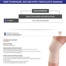 CHAMPION Reusable Elastic Bandage, Beige, Universal, 4 Inch Wide