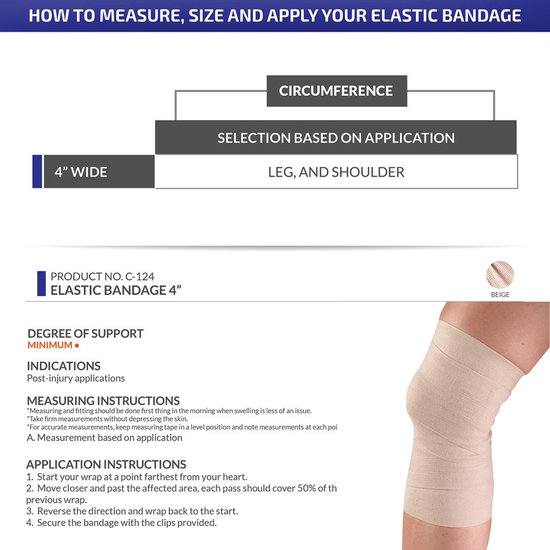 CHAMPION Reusable Elastic Bandage, Beige, Universal, 4 Inch Wide