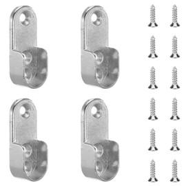 ChauLanBow 4 Stück Kleiderstangenhalter mit 12 Schrauben, Kleiderstangen Halterung Schrank, Kleiderstangenhalterungen aus Metall für Ovale Stangen, für Kleiderstangenschränke