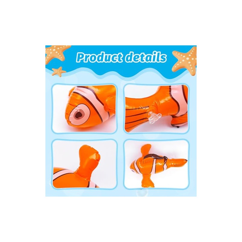 SAIIURV 3 Pcs Inflatable Clown Fish, Inflatable Pool Toy Fish,