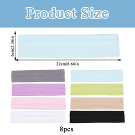 Hair Band Women Pack of 8 Hair Bands 8 Colours Headband Women's Thin Hair Band Non-Slip and Fashionable, Soft and Breathable, Suitable for Sports, Running, Training, Gym