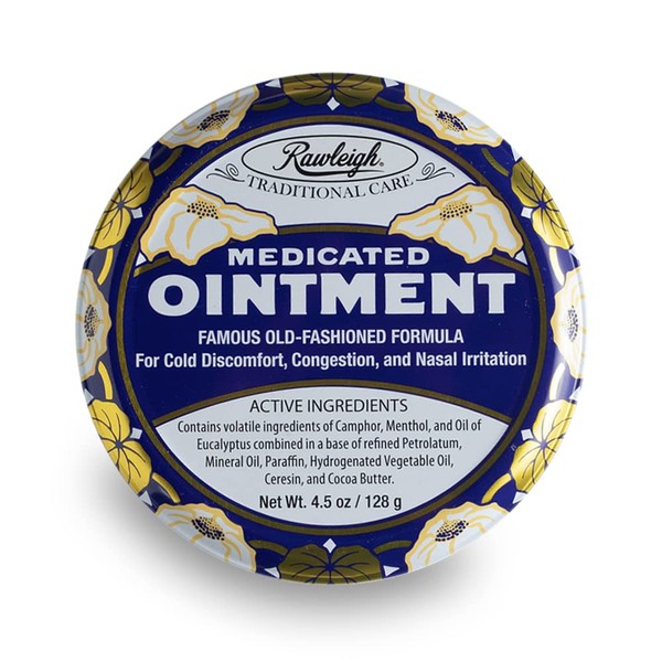 Rawleigh Medicated Ointment 4.5 Oz (Pack of 1) Chest rub, Menthol Ointment, Chest conjestion Relief, Cold and flu Relief, Easy Breathing, flu Relief, Headache Massage Balm, Minor Aches