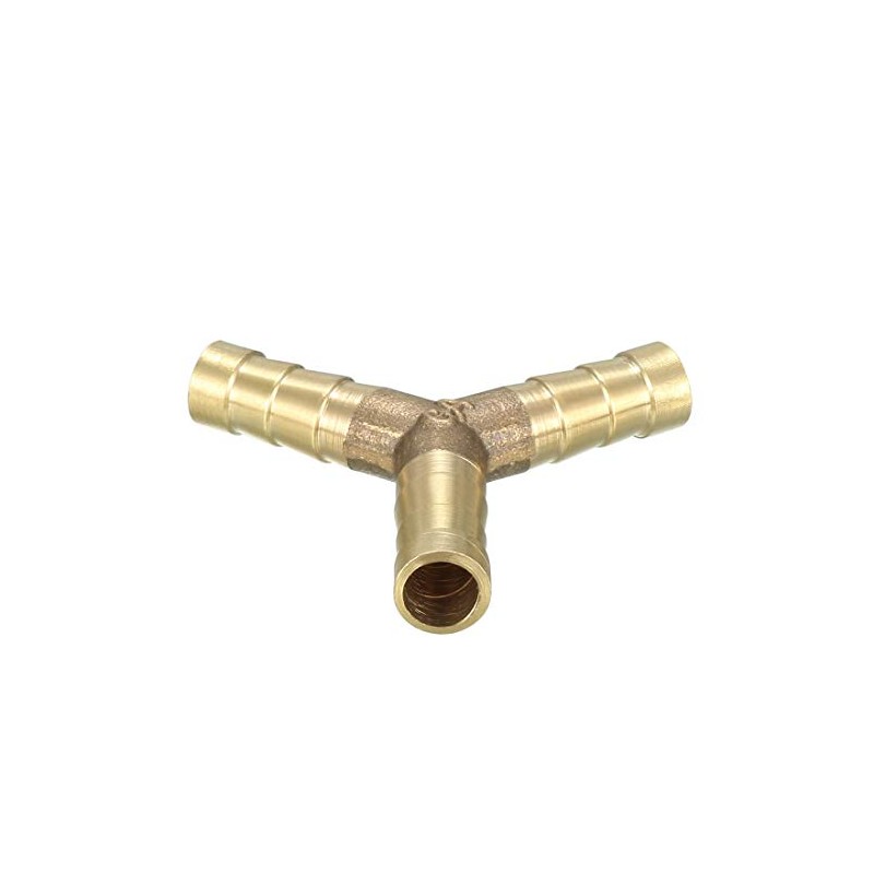 sourcing map 8mm Brass Barb Hose Fitting Tee Y-Shaped 3