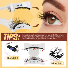 QUEWEL 4 Pairs Magnetic Eyelashes Natural Look, Reusable Magnetic Eyelashes with Applicator, No Glue Needed Lash Clusters Kit, Easy to Wear and Remove(4 Pairs-A01)