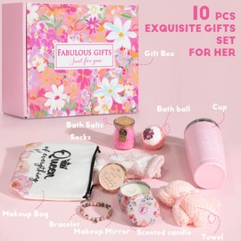 Mulumu Gifts for Women, Birthday Gifts for Women, Happy Birthday Gifts Basket, Gift Set for Best Friends Female Sister Mom Wife Her Girlfriend Coworker Pink
