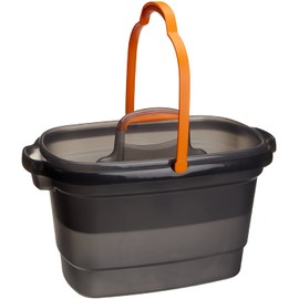 Casabella Cleaning Handle Bucket, Rectangular Storage Caddy, Graphite, 1.5 gallons, Gray and Orange