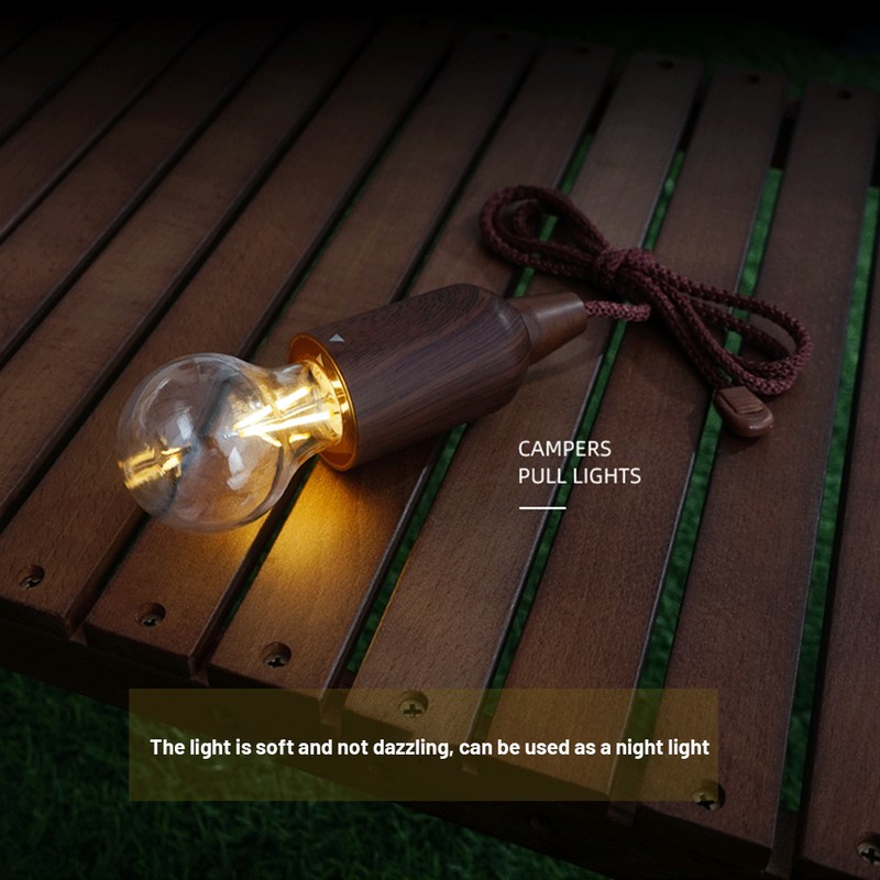 LED Pull Cord Light Bulb Portable Hanging Lantern Battery Operated