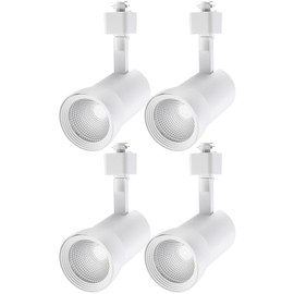 LEONLITE LED Track Lighting Heads 10W Dimmable, 700LM CRI90, Single Circuit H Track Lighting Heads for Accent Retail Kitchen Artwork, Aluminum, ETL & ES Listed, 4000K Cool White, White, Pack of 4
