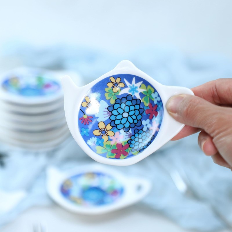 SOCOSY Ceramic Tea Bag Coasters Spoon Rests Teabag Resting Caddy