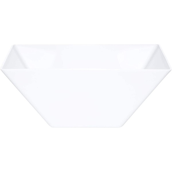 Plasticpro Disposable Square Plastic Large White Serving Bowls Extra Heavy Duty for Party's Snack or Salad Bowl, Elegant Pack of 4