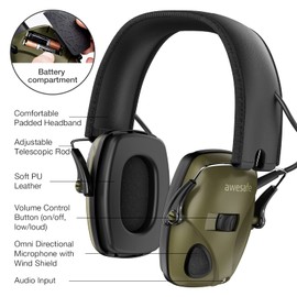 awesafe Electronic Ear Defenders Adults Hearing Protection Noise Cancelling Headphones - Safety Earmuffs Ear Protectors with Hard Storage Case