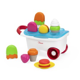Chicco Gioco Carretto dei Gelati, Playset 2in1, Attività di impilamento e incastro, attività gioco di ruolo, pratica maniglia e ruote libere, Playset 19 pezzi per comporre deliziosi dolci, 12-36 M