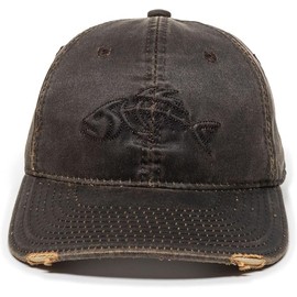 Outdoor Cap Adjustable Closure Bonefish Weathered Cotton Cap, Dark Brown