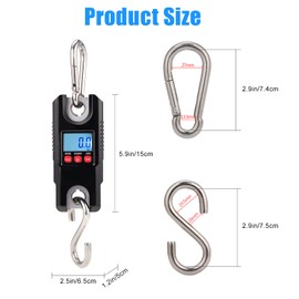 Kytree Fish Scales Digital Weight 660lb/300kg, Handheld Mini Crane Scale Hanging with LCD Display & Hooks for Luggage Farm Hunting Fishing Outdoor