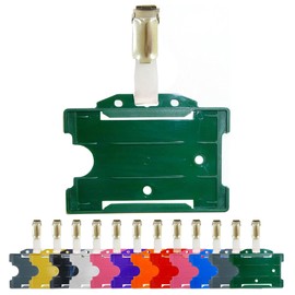 PCL Media ltd Green Single Sided ID Card Holders & Crocodile Strap ID Badge Clip (Holders are Now Bio Degradable) Work ID Badge Holder